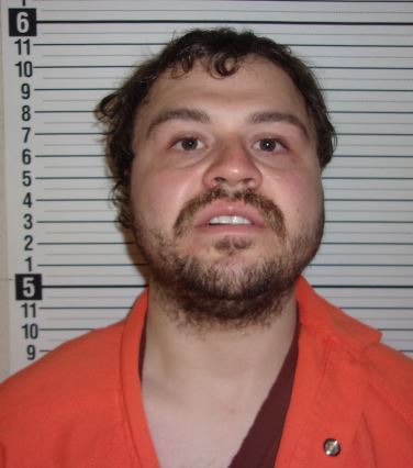 A mug shot of Dustin Hazin.
