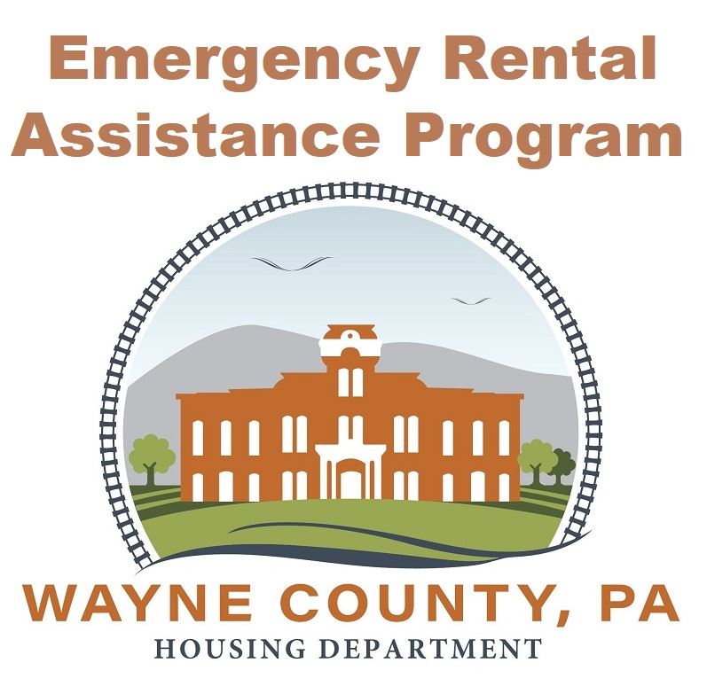 The Wayne County Courthouse logo is a button linking to the Emergency Rental Assistance Program.