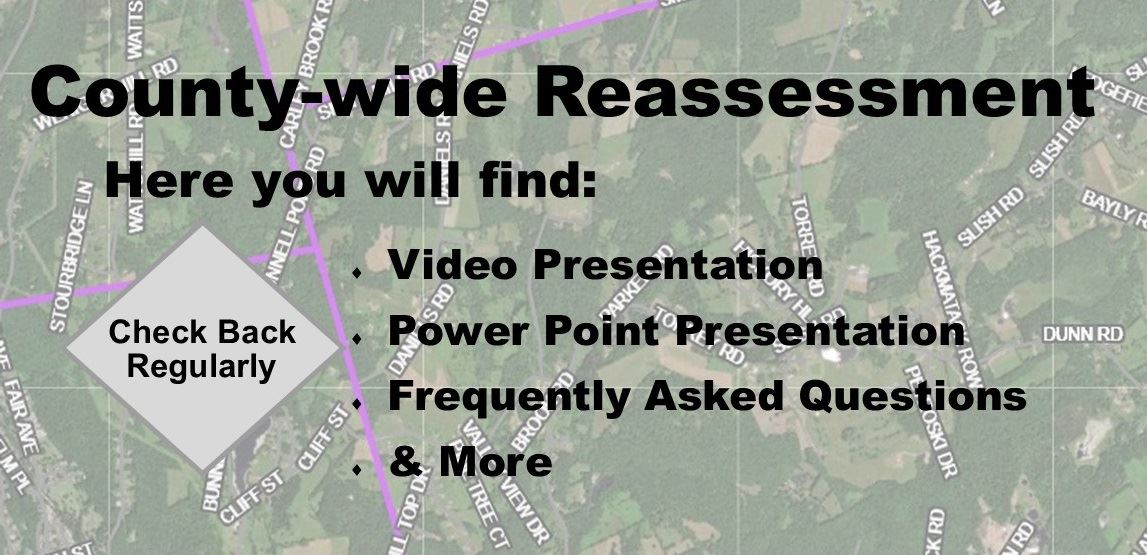 An image linking to more information about the County-wide Reassessment including videos.