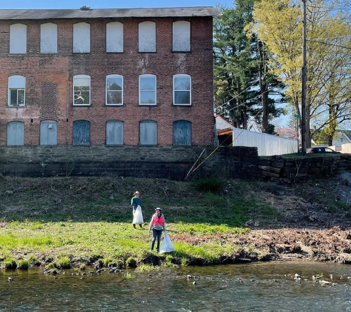 A view of  Industrial Point from the Lackawaxen River, where grant funds will build a park & launch.