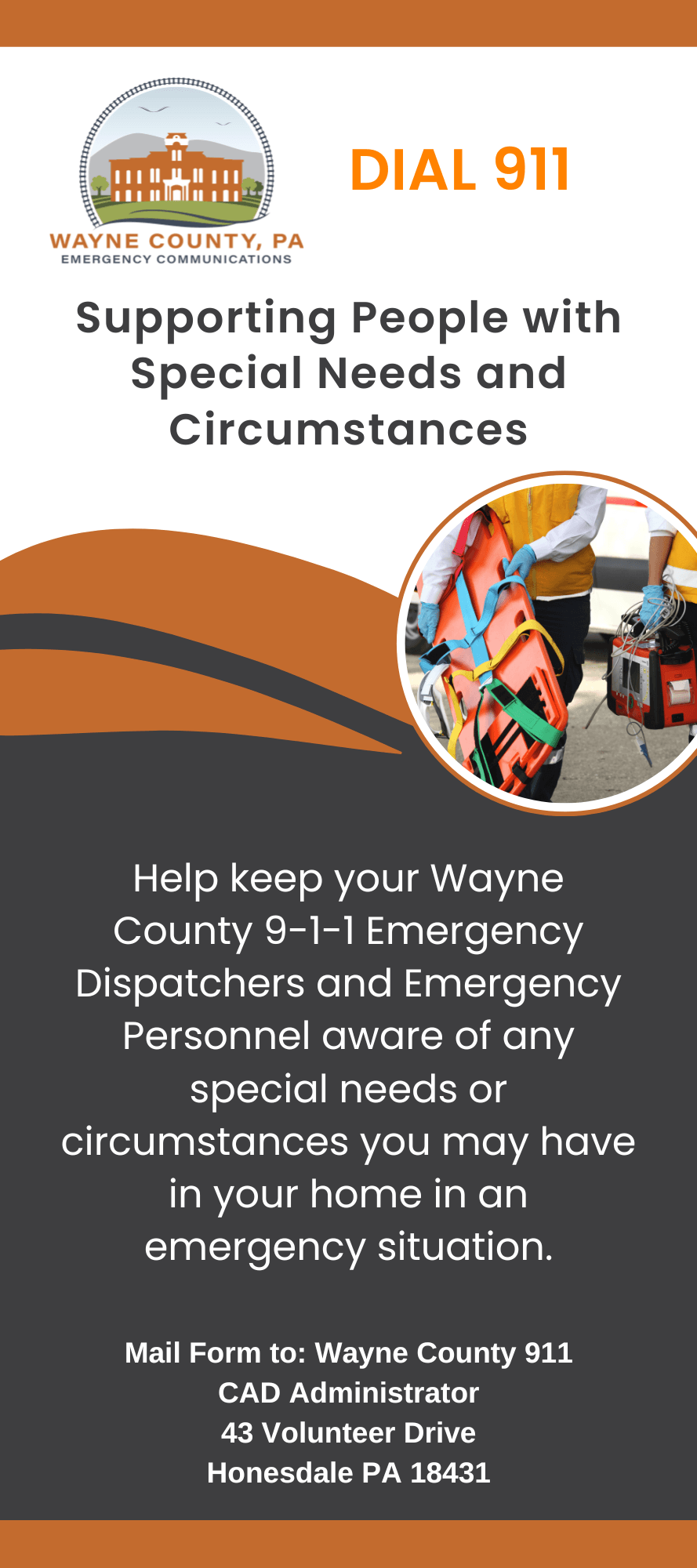 Information about the how to register a person with special needs or a special circumstance with 911